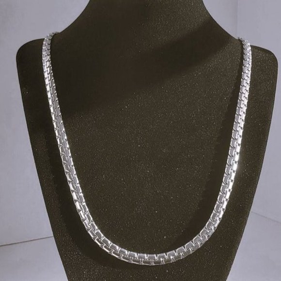 Other - 28" Mens 14K White Gold Chain Link Necklace Streetwear 14 Karat K Guys Jewelry